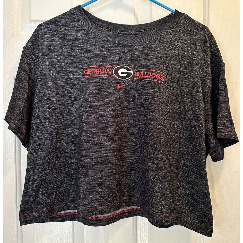 Women's Nike Dri-Fit Georgia Bulldogs UGA Cropped Crop Top Sleeve T-Shirt Sz L